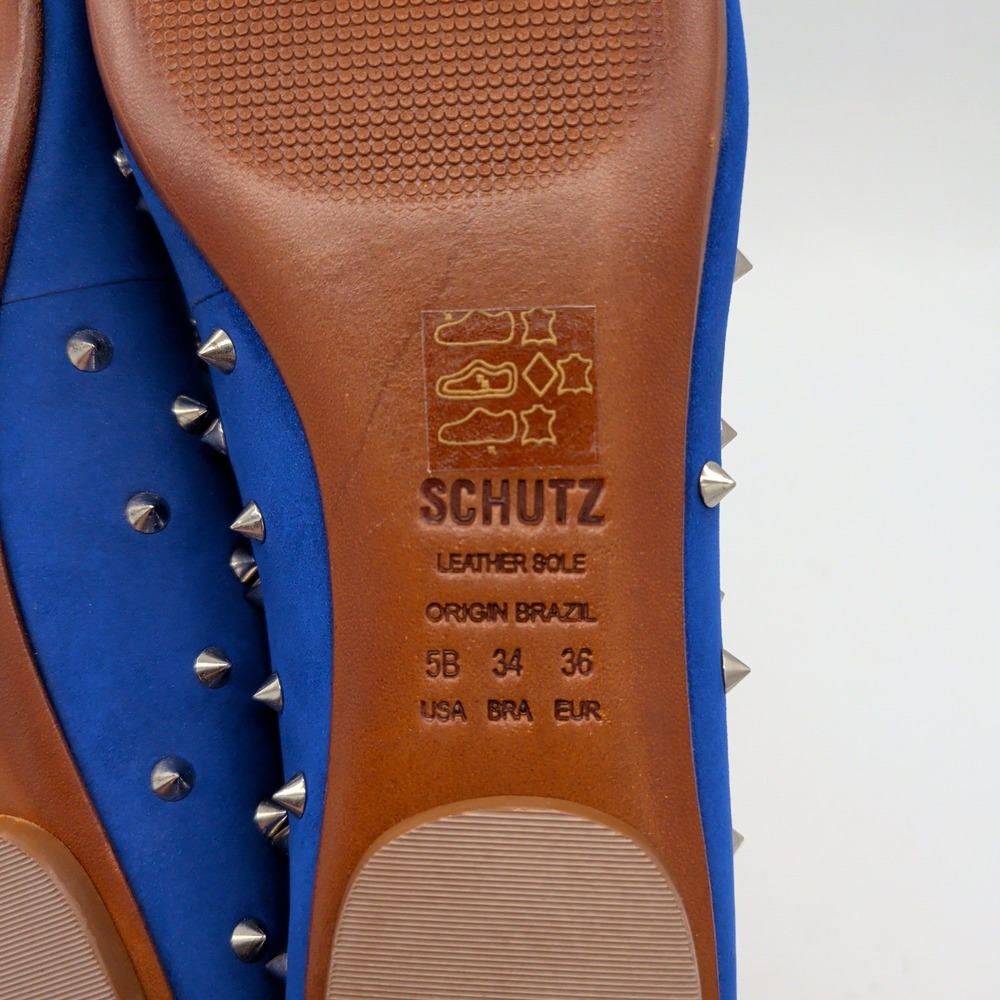 Schutz Anil Royal Blue Suede Spiked Studded Ballet Flats Size 5 M - Picture 9 of 9